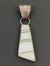 NATIVE AMERICAN STERLING SILVER INLAID OPAL PENDANT