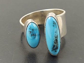 NAVAJO NATIVE AMERICAN JUAN WILLIE STERLING SILVER TURQUOISE RING