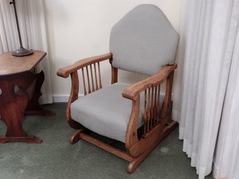 Antique Wood Upholstered Rocking Chair