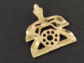 VINTAGE 14K GOLD FILIGREE TELEPHONE PENDANT