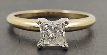 BEAUTIFUL VINTAGE 14K GOLD 1/2 CARAT PRINCESS CUT DIAMOND ENGAGEMENT RING