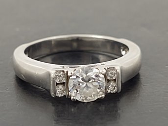 STERLING SILVER CUBIC ZIRCONIA ART DECO STYLE RING