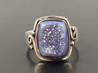 STERLING SILVER PURPLE CRYSTAL DRUZY RING