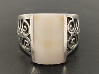 FILIGREE STERLING SILVER MOTHER OF PEARL RING