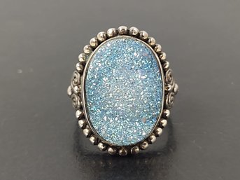 DESIGNER SAJEN STERLING SILVER BLUE CRYSTAL DRUZY RING