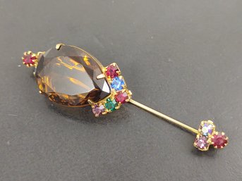 VINTAGE COLORFUL RHINESTONE STICK PIN