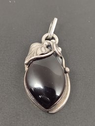 VINTAGE STERLING SILVER AMBER RESIN PLUMB PENDANT