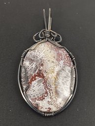 VINTAGE STERLING SILVER JASPER PENDANT