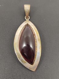 VINTAGE STERLING SILVER AMBER RESIN PENDANT