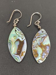 VINTAGE STERLING SILVER ABALONE EARRINGS