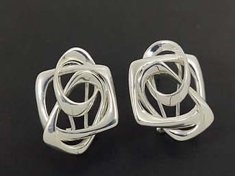 VINTAGE STERLING SILVER ABSTRACT DESIGN EARRINGS