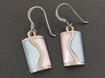 VINTAGE STERLING SILVER MOTHER OF PEARL EARRINGS