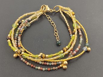 GOLD OVER STERLING SILVER MULTI STONE / MULTI STRAND BRACELET