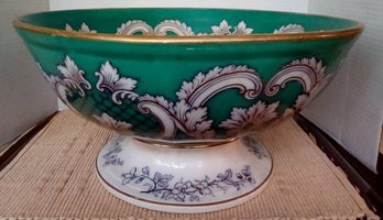 Gorgeous Richly Colored Large Footed Bowl Makes A Great Centerpiece 16' Diameter