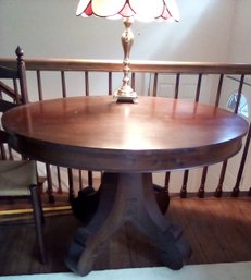 Four Footed Empire Solid Wood Table With Large Oval Top Surface