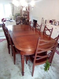 Lovely Dining Room Table With 2 Leaves, 6 Side Chairs, 2 Arm Chairs In A Cherry Finishw