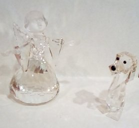 Swarovski Crystal Angel & Dog Are A Brilliant Pair To Decorate Your Spaces