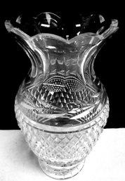 Elegant Waterford Crystal Vase 9' Tall With Gothic Etched Acid Waterford Marked On The Base  A3