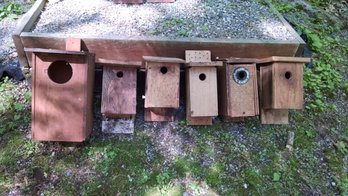 Lot Of 6 Handmade  Wood Bird Houses