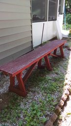 Hand Made Wood Bench  Red  72'x12'