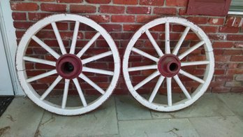 Pair Of Painted Antique Wagon Wheels - 32'd