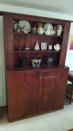 Antique Country Wood Hutch W/contents