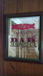 'Herb's Private' Mirror Bar Sign - 14x16