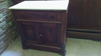 Nicely Detailed Vintage Marble Top Side Table