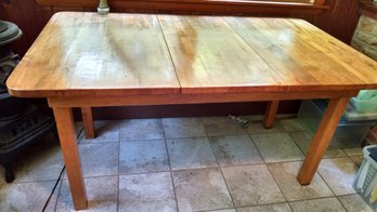 Maple Wood Butcher Block Dining Table With 1 Leaf  & 4 Wood Chairs