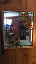 Decorative Mirror  Butterfly And Flower Pattern  17x21