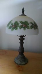 Small Brass Lamp With Glass Shade  14