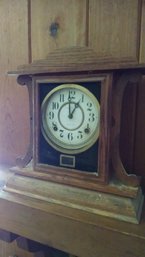 Vintage Wood Ingraham Mantel Clock - 14'x13'