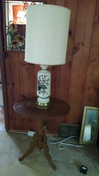 Vintage Side Table W/lamp - Lamp W/shade 34 - Table 27hx24x19