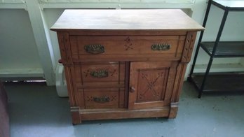 All Wood Side Cabinet W/wheels - 31x15x28h