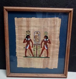 Handpainted Papyrus Art Framed With Ancient Egyptian Style Images    WA