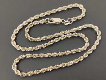 VINTAGE STERLING SILVER TWISTED ROPE CHAIN NECKLACE