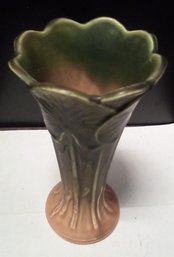 Weller Ware Lily Flower Vase Circa 1920 With Original Foil Sticker On Base Is 7 Inches Tall  C4