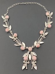 ANGLO - NATIVE AMERICAN CAROL FELLEY LARGE STERLING SILVER RHODOCHROSITE FLOWERS NECKLACE