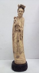Chinese Empress Statue Beautiful Vintage Carved & Polished Ivorine Resin Statue 21.25 Inche Tall C2