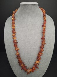VINTAGE OLD NATURAL BALTIC AMBER CHUNK NECKLACE