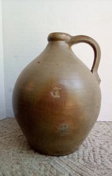 Large Stoneware Antique Ovoid Jug With An Applied Handle Marked '2' For Two Gallon Capacity