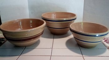Yellow Ware Nesting Bowls Trio - Made In USA