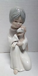 PEDRO Valencia Girl With Lamp 8.50 Inch High Statue Porcelanas Miguel Requena  A2