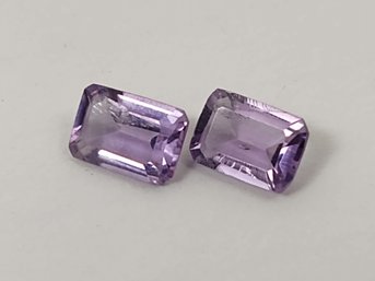 2 Pcs LOOSE RECTANGLE AMETHYST GEMSTONES 7mm X 5mm 1.61ctw.