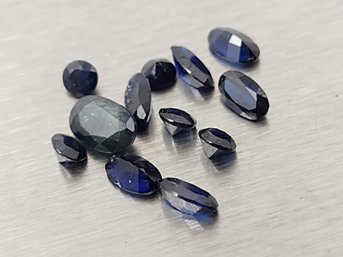 12 Pcs LOOSE MIXED CUTS BLUE SAPPHIRE GEMSTONES MIXED SIZES 2.91ctw