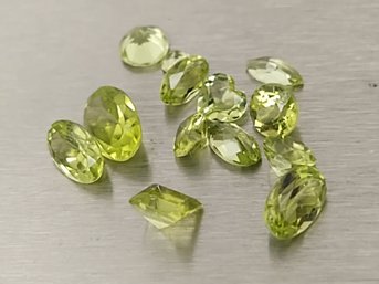 13 Pcs LOOSE MIXED CUT PERIDOT GEMSTONES MIXED SIZES 4.22ctw