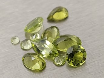 11 Pcs LOOSE MIXED CUT PERIDOT GEMSTONES MIXED SIZES 3.93ctw