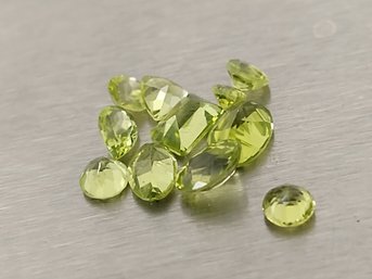 11 Pcs LOOSE MIXED CUT PERIDOT GEMSTONES MIXED SIZES 4.4ctw