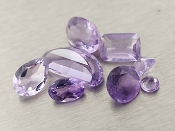 8 Pcs LOOSE MIXED SHAPES AMETHYST GEMSTONES MIXED SIZES 6.04ctw