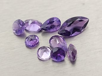 9 Pcs LOOSE MIXED SHAPES AMETHYST GEMSTONES MIXED SIZES 3.24ctw